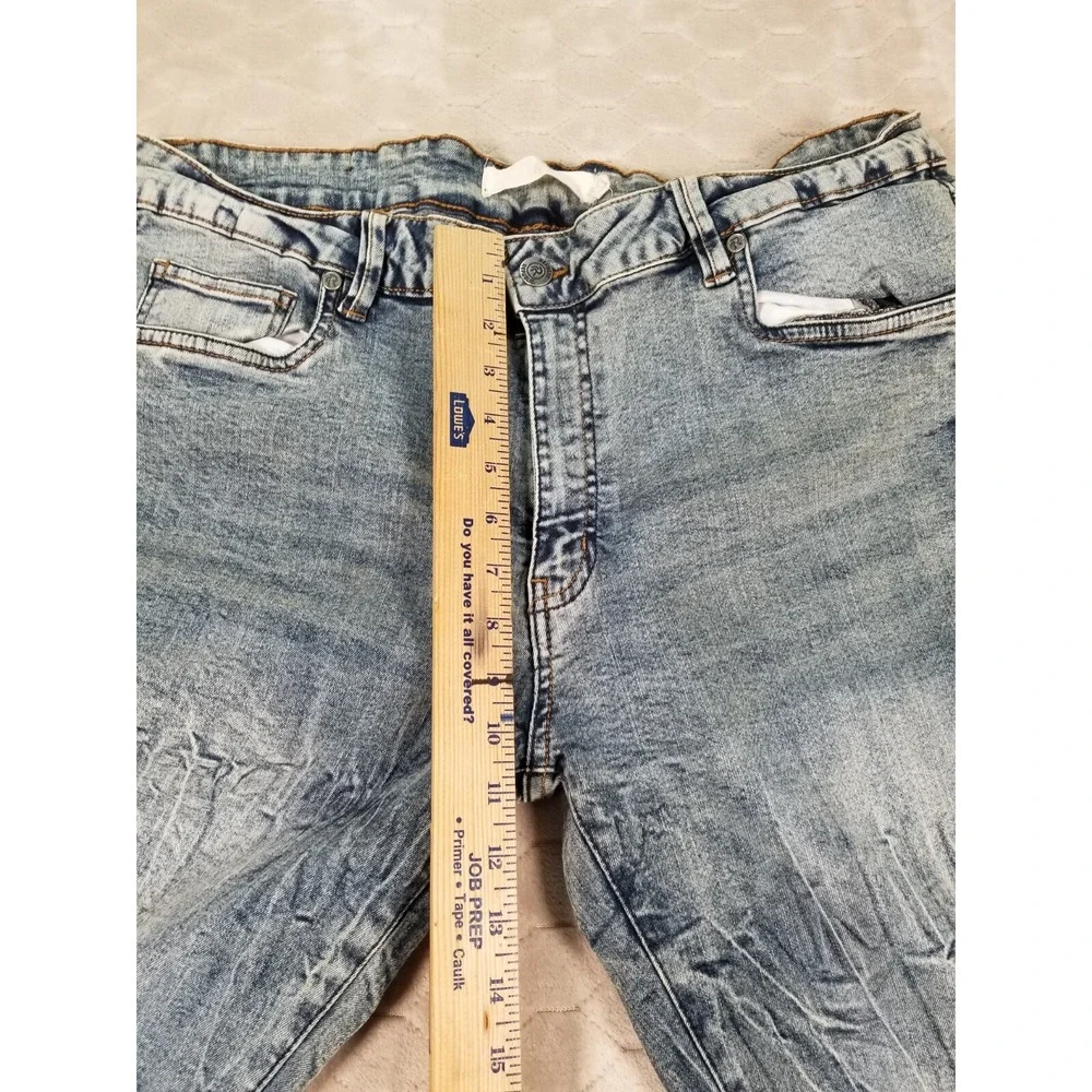 Refinery Republic Mens Fits 36x30 Jeans Blue Distressed Tapered‎ Denim Pants